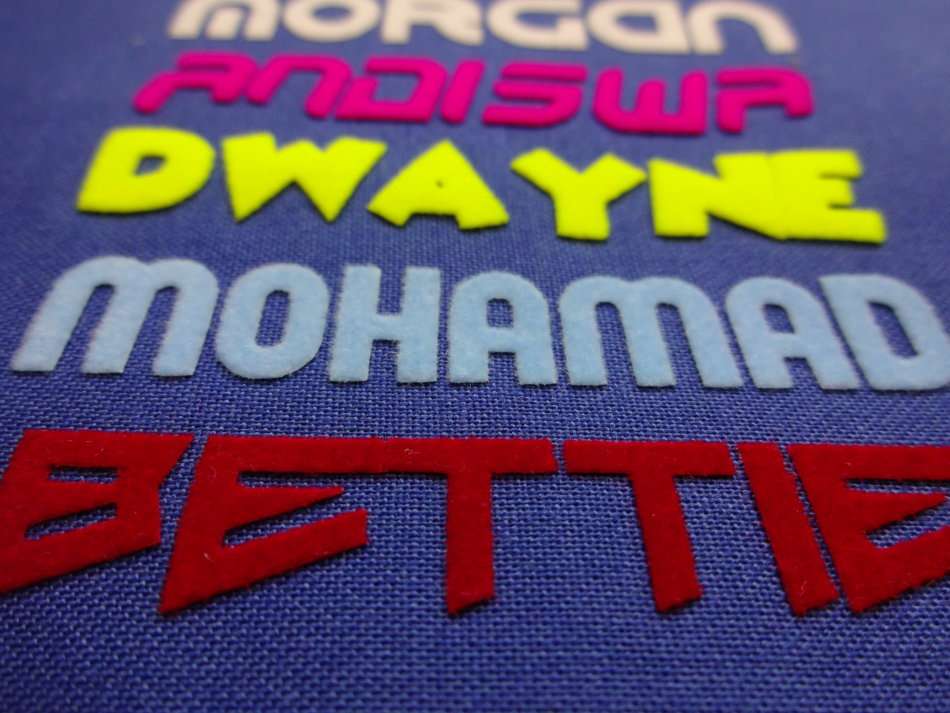 Iron-on Velvet (Tubitherm) Heat-transfer Name Tags/Labels - (Single Template/30 names)