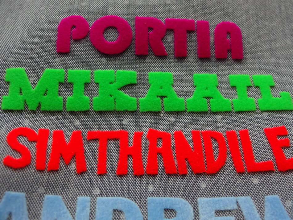 Iron-on Velvet (Tubitherm) Heat-transfer Name Tags/Labels - (Single Template/30 names)