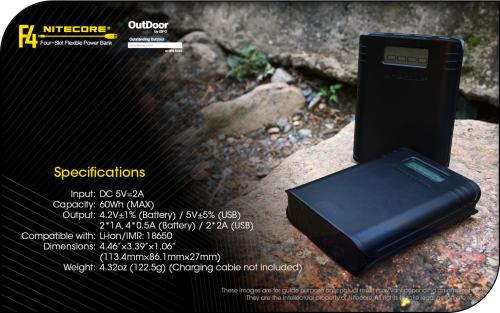 NITECORE F4 Charger / Power Bank + Micro USB Cable