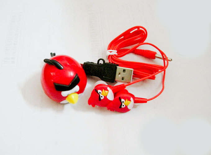 Angry Birds Style MP3 Player with Matching Earbuds (RED)
