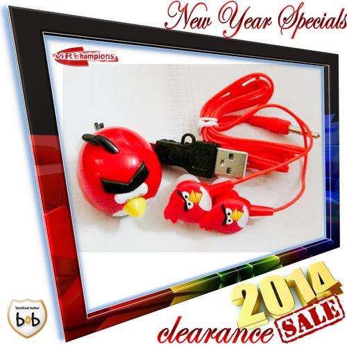 Angry Birds Style MP3 Player with Matching Earbuds (RED) NEW YEAR SPECIAL