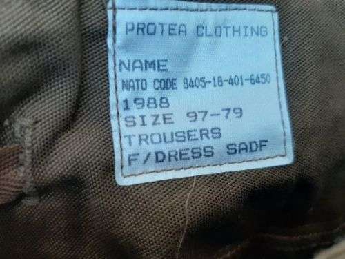 TROUSERS: SIZE 97(38) BRAND NEW NUTRIA COMBAT TROUSERS 1988