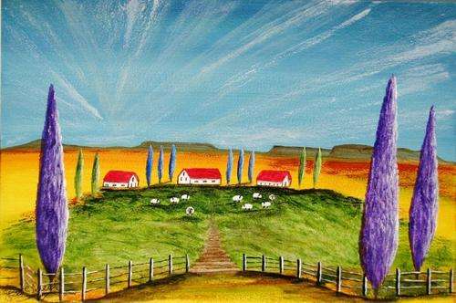 JESSIE MEIER ORIGINAL : SHEEP FARMS LANDSCAPE