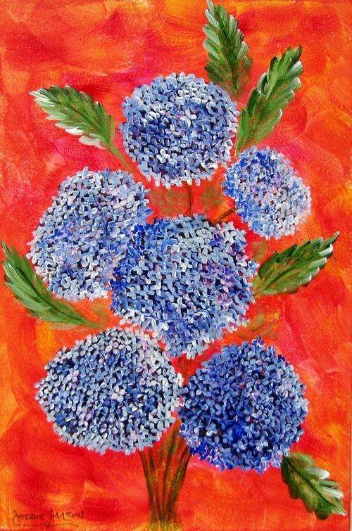 JESSIE MEIER ORIGINAL :BEAUTIFUL FLOWERS BABY HYDRANGEA --FRAMED