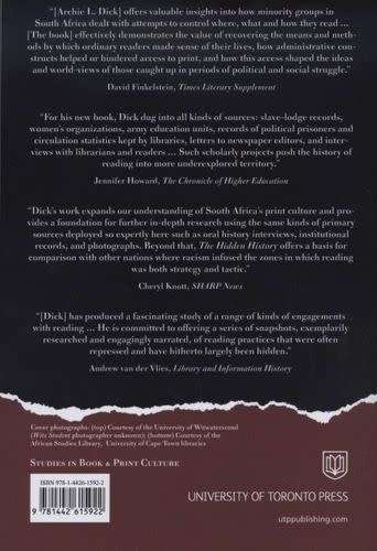 The Hidden History of South Africa's Book and Reading Cultures , Archie L. Dick (NEW)