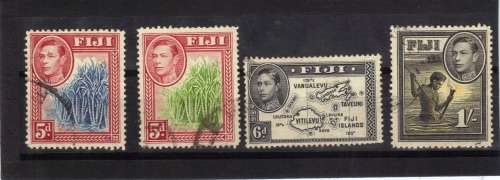 FIJI 1938, KING GEORGE VIII, USED, SG. 258, 259, 261a & 262, CAT VALUE R280