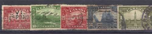 CANADA 1928-29, SG. 277, 281, 283, 284, 285 (3c, 10c, 20c, 50, 1 DOLLAR) CAT. VALUE R3850