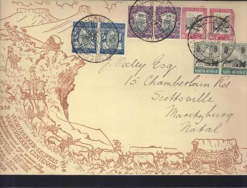 UNION OF SA, VOORTREKKER CENTENARY COVER 1938, ADDRESSED TO WELL KNOWN PHILATELIST!!!.