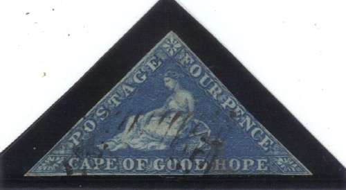 COGH, 4d TRAINGLE, SACC 4b, BLUE, PAPER SLIGHTLY BLUED, 3 x MARGINS, CAT. VALUE R3500+