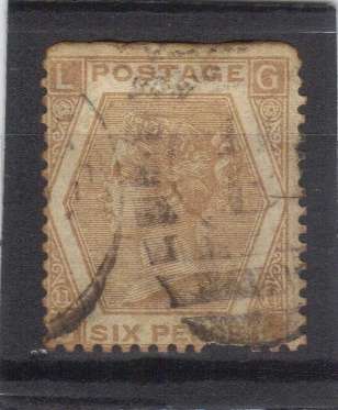 GB. 1872-73, Q-VICTORIA, SG. 122, DEEP CHESTNUT, 6d, FINE USED, CAT. R2000