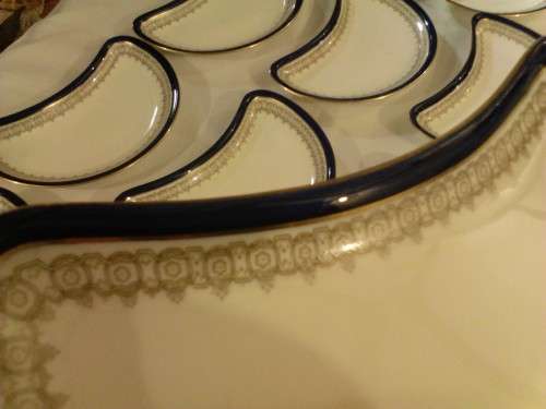 VERY SCARCE HALF MOON PORCELAIN PLATES BY MAPLE & Co LIMO (CAULDON WARE LONDON) WOW!!!!