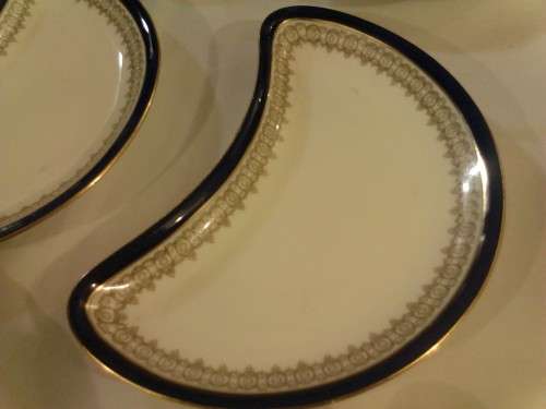 VERY SCARCE HALF MOON PORCELAIN PLATES BY MAPLE & Co LIMO (CAULDON WARE LONDON) WOW!!!!