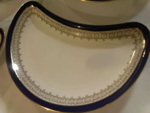 VERY SCARCE HALF MOON PORCELAIN PLATES BY MAPLE & Co LIMO (CAULDON WARE LONDON) WOW!!!!