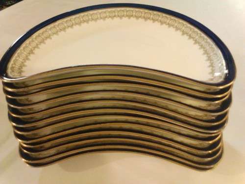 VERY SCARCE HALF MOON PORCELAIN PLATES BY MAPLE & Co LIMO (CAULDON WARE LONDON) WOW!!!!