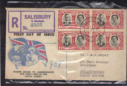 SOUTHERN RHODESIA 1947 -FIRST DAY OF ISSUE, (SALISBURY) NICE ITEM TO COLLECT, SEE BELOW.