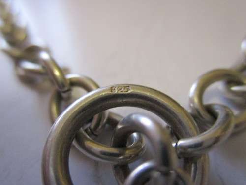 BEAUTIFUL 41cm -HEAVY 925. SILVER CHOKER CHAIN IN VERY GOOD COND.-WEIGH 35.2g, WIDTH 8mm, SEE BELOW.