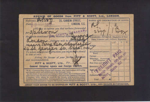 SCARCE 1922 (PITT & SCOTT, LONDON TO CAPE TOWN) POST-CARD, GREAT ITEM, SEE BELOW!!