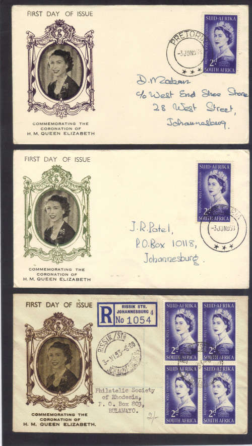 SCARCE 1953 - 6x DIFFERENT COLOUR FRAMED -FIRST DAY OF ISSUE COVERS (GOOD COLLECTION)- SEE SCANS
