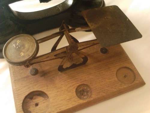 2 x OLD SCALES (ONE BRASS- OTHER METAL) NO WEIGHTS OR TRAYS - HIGHLY COLLECTABLE- READ BELOW.
