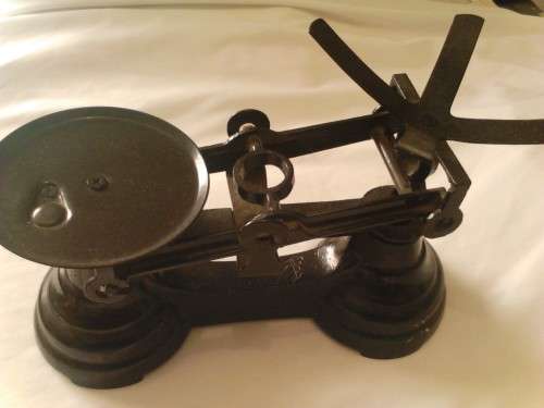 2 x OLD SCALES (ONE BRASS- OTHER METAL) NO WEIGHTS OR TRAYS - HIGHLY COLLECTABLE- READ BELOW.