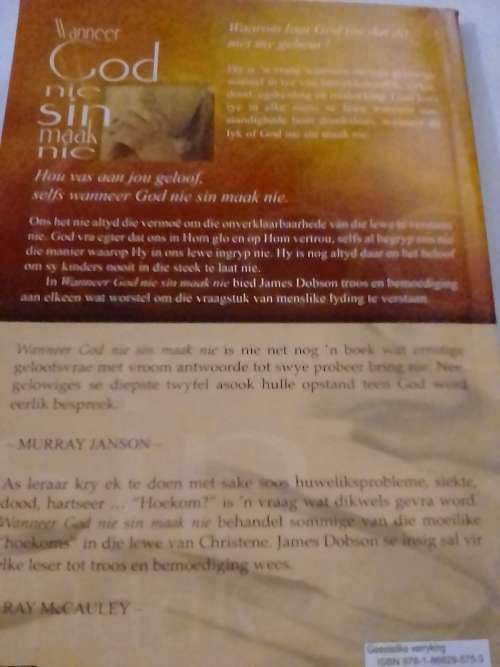 # `WANNEER GOD, NIE SIN MAAK NIE` - DEUR DR. JAMES DOBSON - SEE and READ BELOW FOR INFO