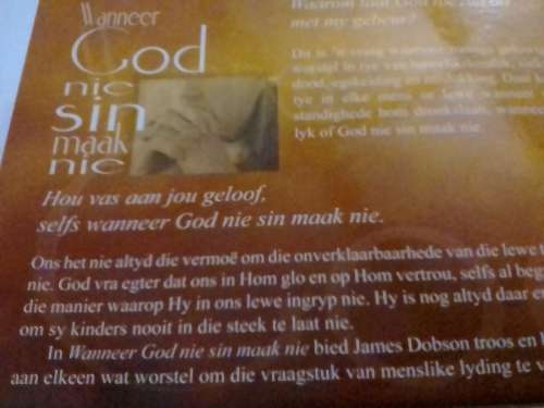 # `WANNEER GOD, NIE SIN MAAK NIE` - DEUR DR. JAMES DOBSON - SEE and READ BELOW FOR INFO