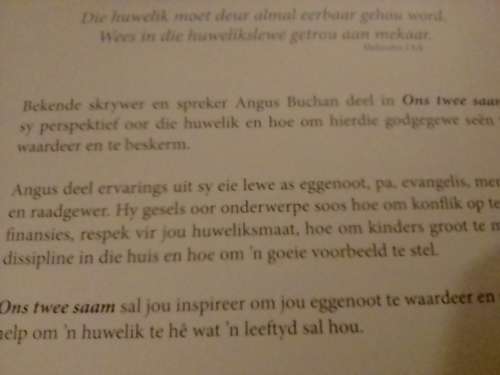 Ons Twee saam,  deur Angue Buchan.