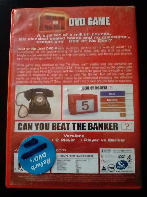 `DEAL OR NO DEAL DVD GAME, BASED ON THE HIT TV SERIES - SEE and READ BELOW FOR INFO