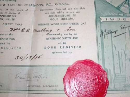 BAIE SKAARS ITEMS: 1914 EN 1936 (SERTIFIKAAT GETEKEN) - LEES ONDER VIR MEER BESONDERHEDE.