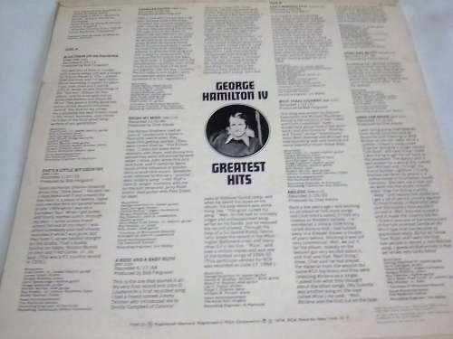 GEORGE HAMILTON IV (GREATEST HITS) - LP in excellent condition - SEE AND READ BELOW.
