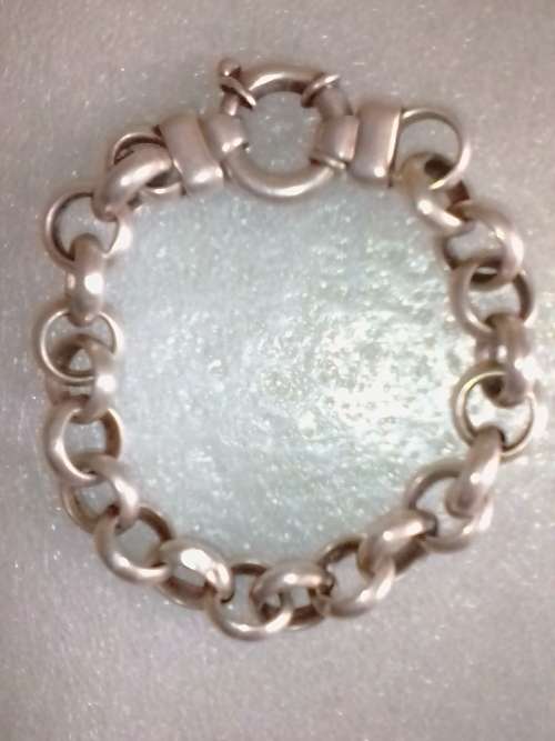 ITALIAN STERLING SILVER HOLLOW ROUND BELCHER BRACELET WITH SENORETTI CLASP - WEIGHT 19g- READ BELOW