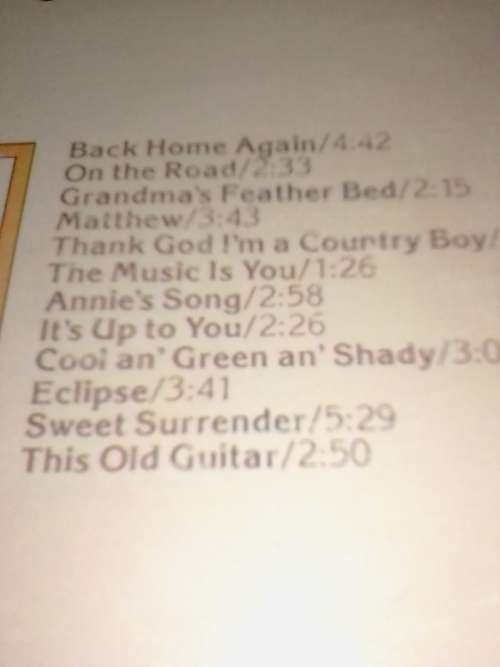 JOHN DENVER (BACK HOME AGAIN)  LP IN EXCELLENT CONDITION - SEE AND READ BELOW.