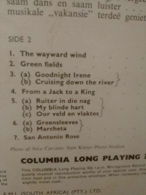 NICO CARSTENS (COUNTRY HOLIDAY) - LP in very good condition - SEE BELOW FOR INFO.