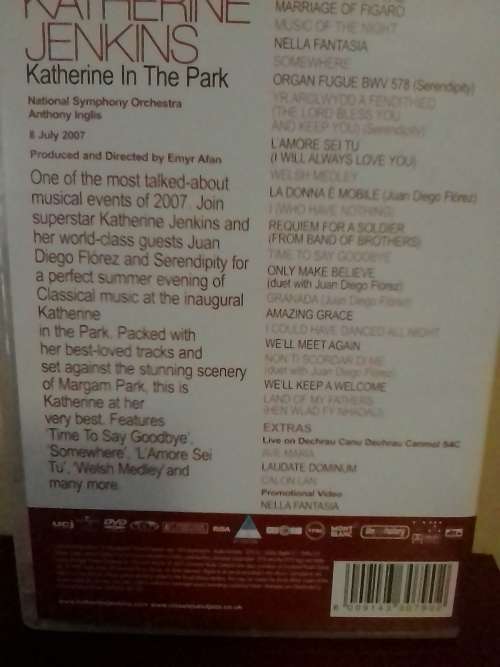 KATHERINE JENKINS  (KATHERNE IN THE PARK) ORIGINAL DVD - EXCELLENT condition - SEE BELOW FOR INFO.
