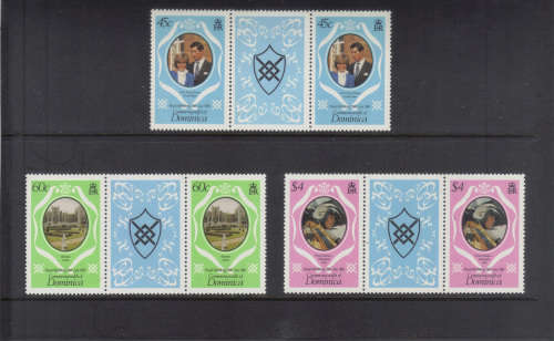 DOMINICA - 29 JULY 1981 ROYAL WEDDING - SET OF 3 GUTTER PAIRS - SEE AND READ BELOW.