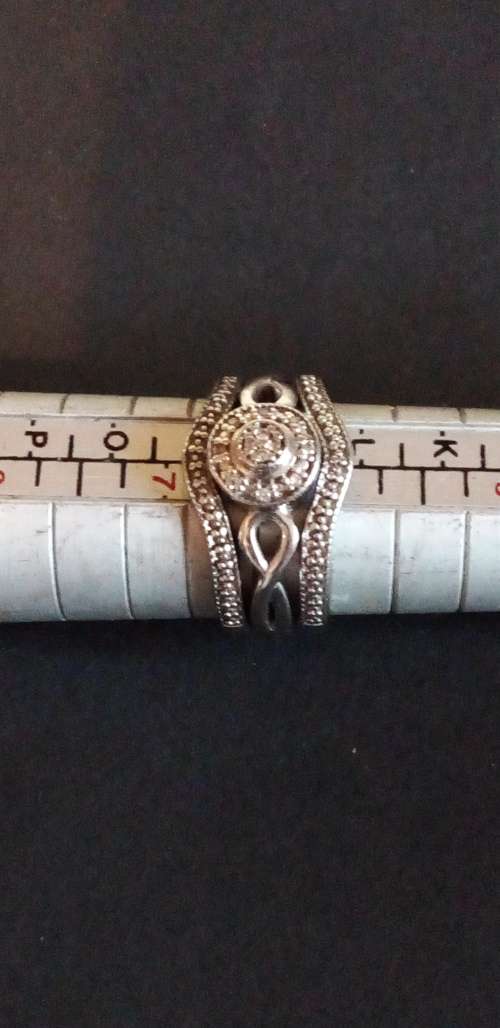 STUNNING STERLING SILVER 3 PIECE DRESS RING SET - SIZE M - PLEASE READ BELOW FOR INFO.