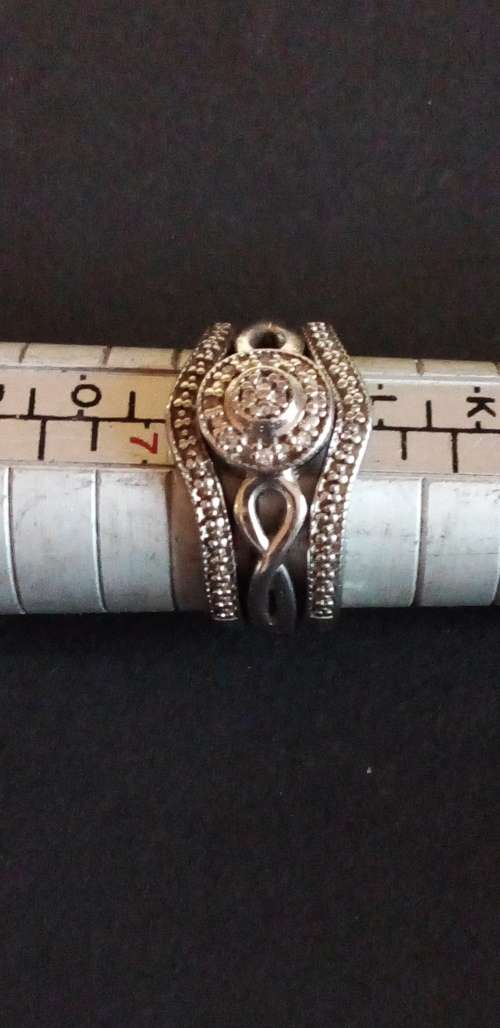 STUNNING STERLING SILVER 3 PIECE DRESS RING SET - SIZE M - PLEASE READ BELOW FOR INFO.