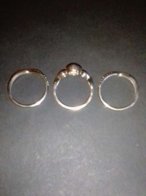 STUNNING STERLING SILVER 3 PIECE DRESS RING SET - SIZE M - PLEASE READ BELOW FOR INFO.