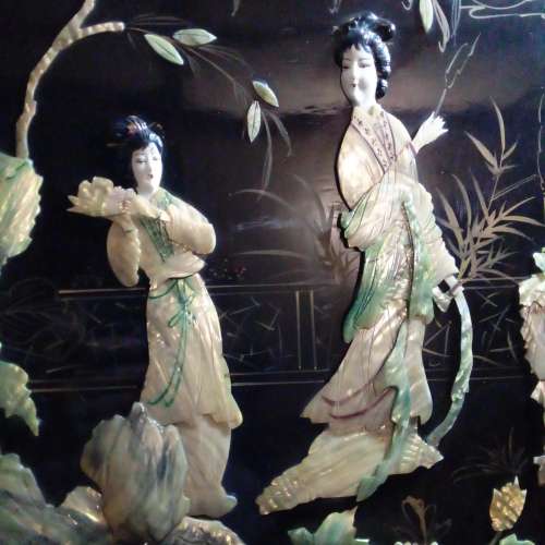 WoW STUNNING ANTIQUE CHINESE MOTHER OF PEARL WALL PANEL (VALUE R9000) PLEASE READ BELOW.