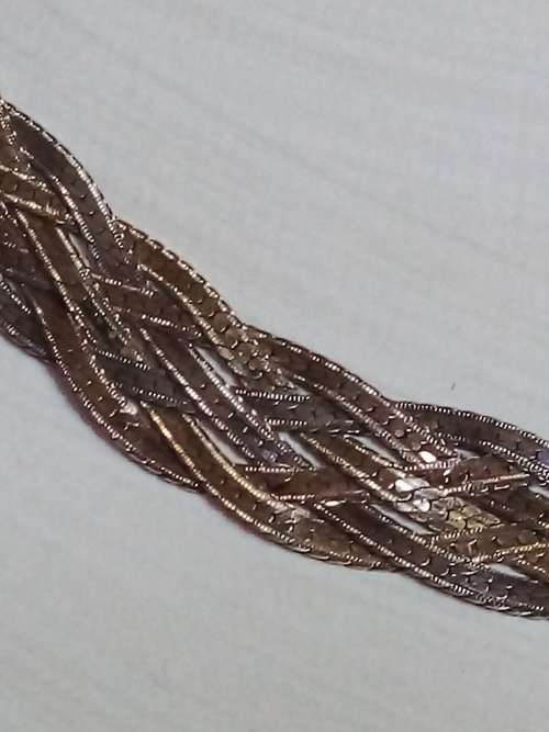 STUNNING ELEGANT ITALIAN MILOR .925 STERLING SILVER FLAT 3 TONE NECKLACE- 46cm LONG - WEIGHT 18.2g.