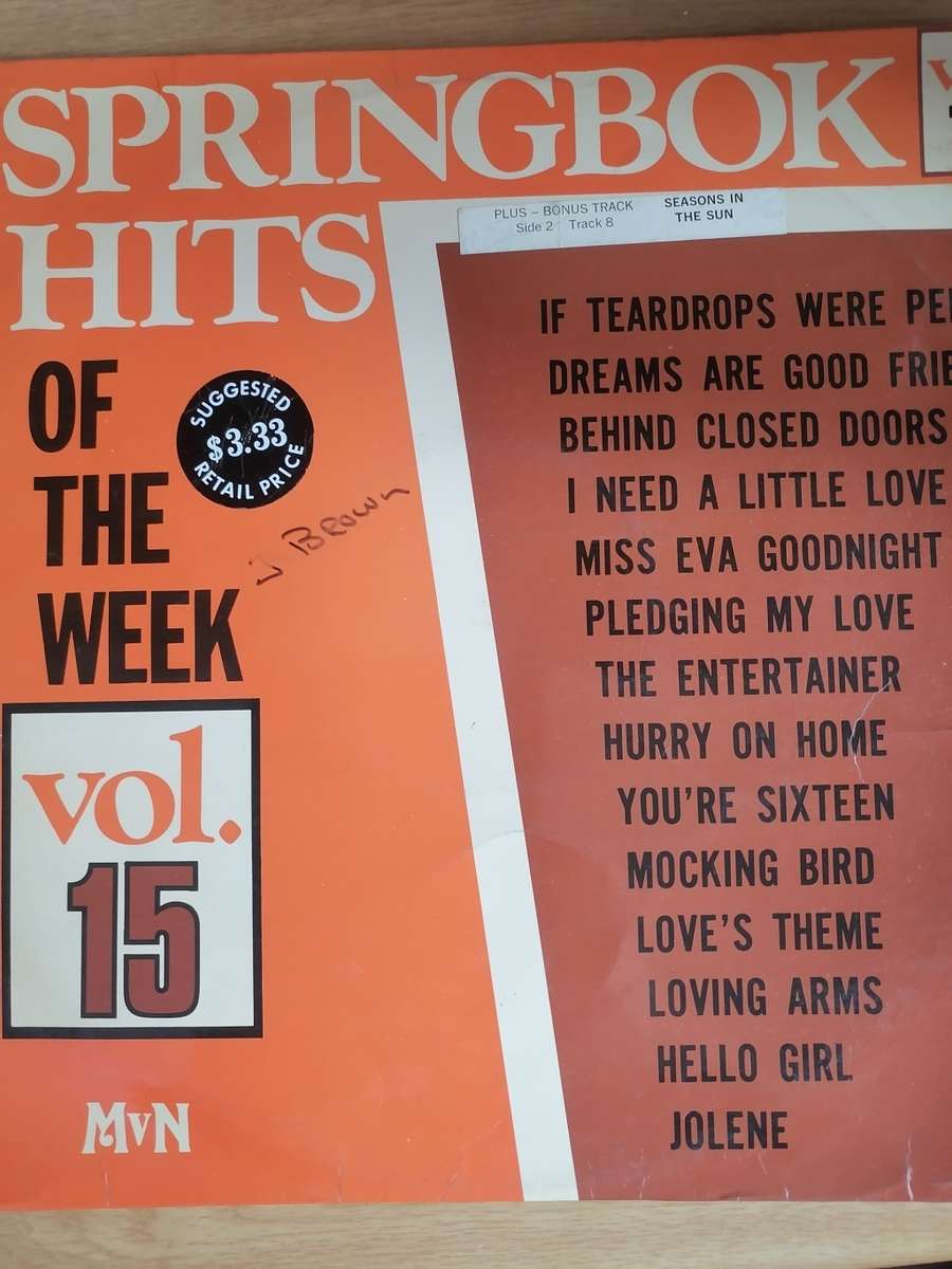 SPRINGBOK HITS Vol. 15 - VINYL IN VERY GOOD CONDITION - SEE BELOW FOR INFO.