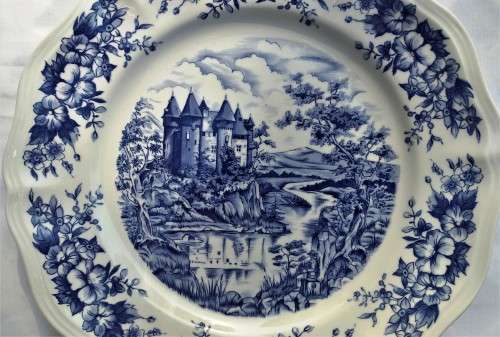 Vintage French Porcelain Plates - Castle Sarreguemines