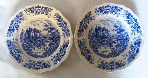 Vintage French Porcelain Plates - Castle Sarreguemines