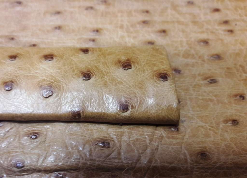 Vintage Leather Ostrich Skin Desk Organizer - Perpetual Calendar