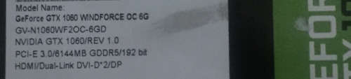 Gigabyte NVIDIA GeForce GTX 1060 Windforce OC 6G