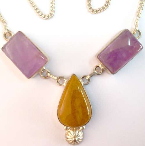 MUST SEE! ANTIQUE STYLE DOUBLE AMETHYST & AGATE NECKLACE MUST SEE!