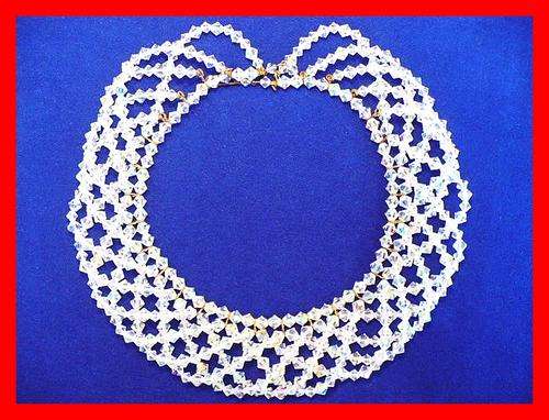 OUTSTANDING ANTIQUE ELABORATE SPARKLING FACETED CRYSTAL COLLAR NECKLACE MUST SEE!
