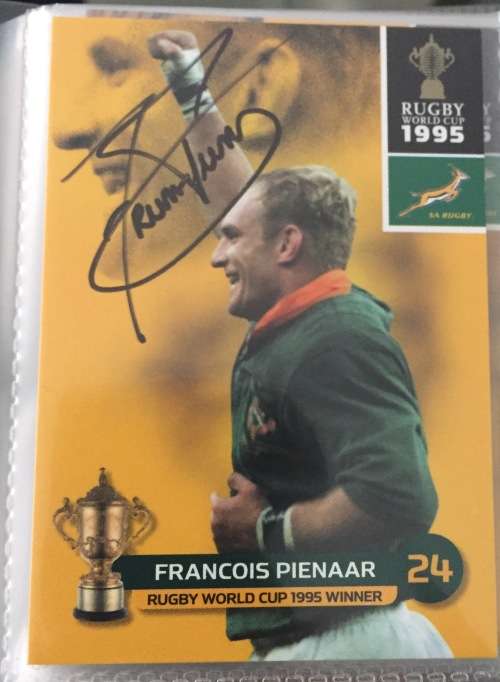 11 x Signed Rugby World Cup 1995 Trading Cards