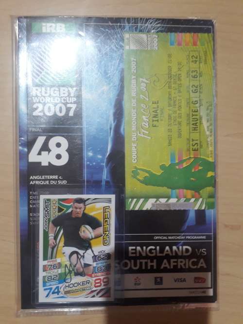 Rugby World Cup Final 2007 - Programme and Ticket. Free John Smit Signed Card