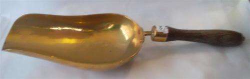 Vintage Solid Brass Scoop with Wooden Handle